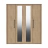 One Call Furniture Newquay - Four Door Wardrobe with Two Mirrors (Soft Close)