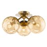 Dar Lighting Dar - Ulrika 3 Light Flush Antique Bronze With Amber Glass