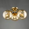 Dar Lighting Dar - Ulrika 3 Light Flush Antique Bronze With Amber Glass