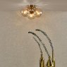 Dar Lighting Dar - Ulrika 3 Light Flush Antique Bronze With Amber Glass